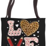Love Heart Teacher Coach Leopard Plaid Red Valentines Day Tote Bag 150x150