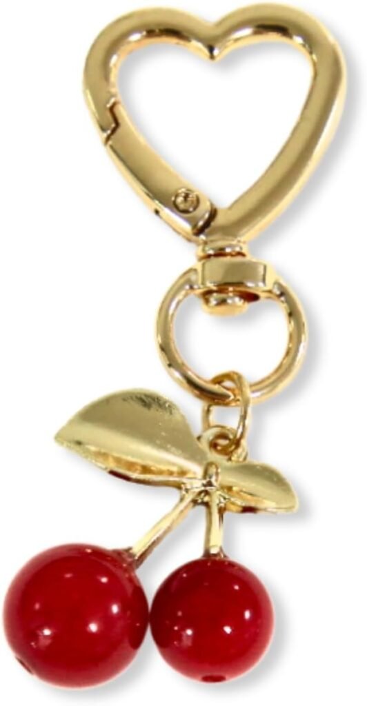 Meefisher Cute Cherry Keychain Red Bag Charms Heart Y2K Aesthetic Keyring Purse Backpack Accessories Decor for Women Gift