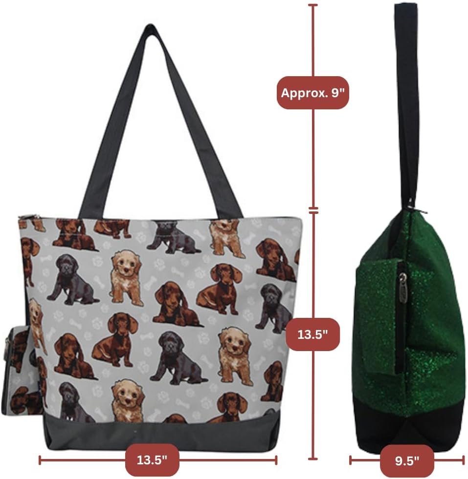 NGIL Medium Top Zipper Closure Canvas Tote Bag with Attached Matching Coin Purse For Moms and Nurses