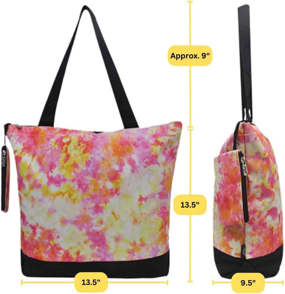 NGIL Medium Top Zipper Closure Canvas Tote Bag with Attached Matching Coin Purse For Moms and Nurses