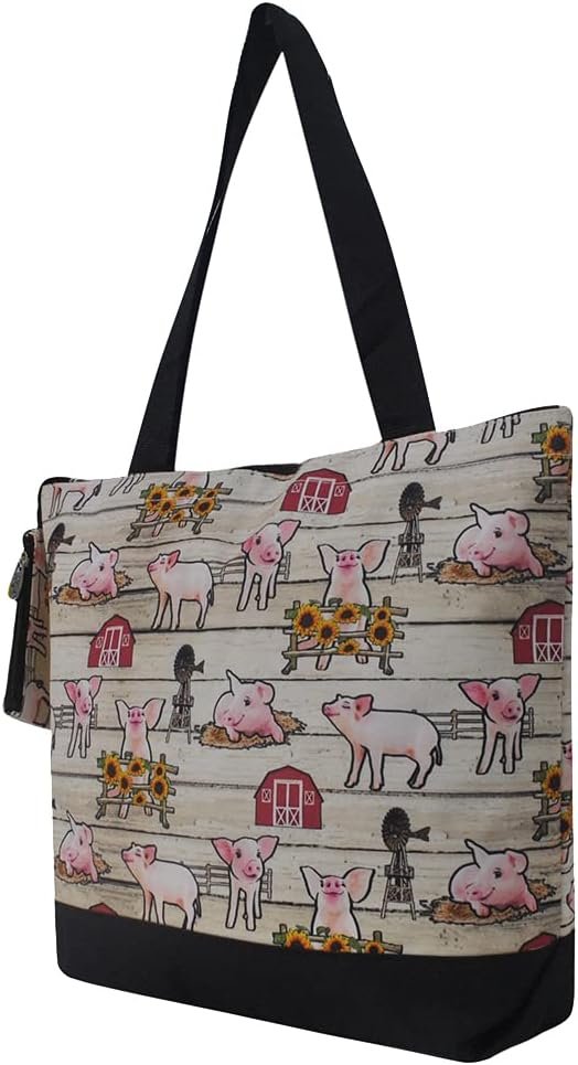 Ngil Medium Top Zipper Closure Canvas Tote Bag With Attached Matching Coin Purse For Moms And Nurses 4