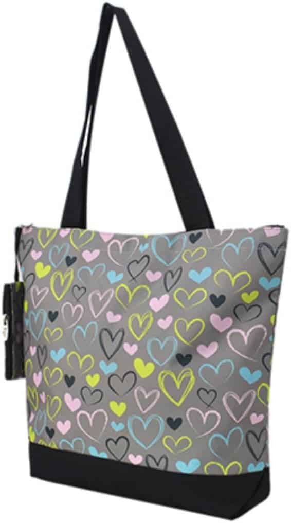 NGIL Medium Top Zipper Closure Canvas Tote Bag with Attached Matching Coin Purse For Moms and Nurses