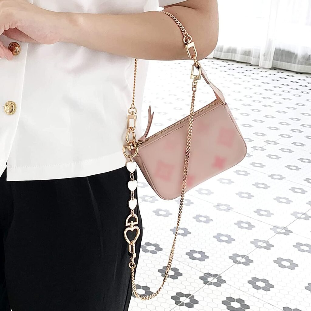 SONGKISSZQ Purse Chain,Bag Extender Purse Chain Strap for Women Crossbody Bags Purse Shoulder Belt Chain (Pink Heart)