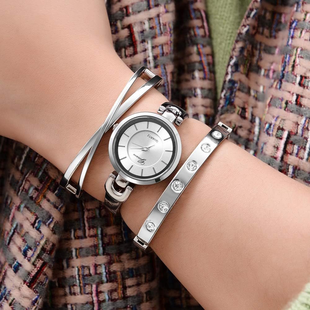 Weicam Women Bangle Bracelet Watch Simple Jewelry Sets Analog Quartz Wristwatches