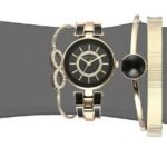 Anne Klein Womens Ak3286bkst Premium Crystal Accented Gold Tone And Black Watch And Bracelet Set 2 150x150