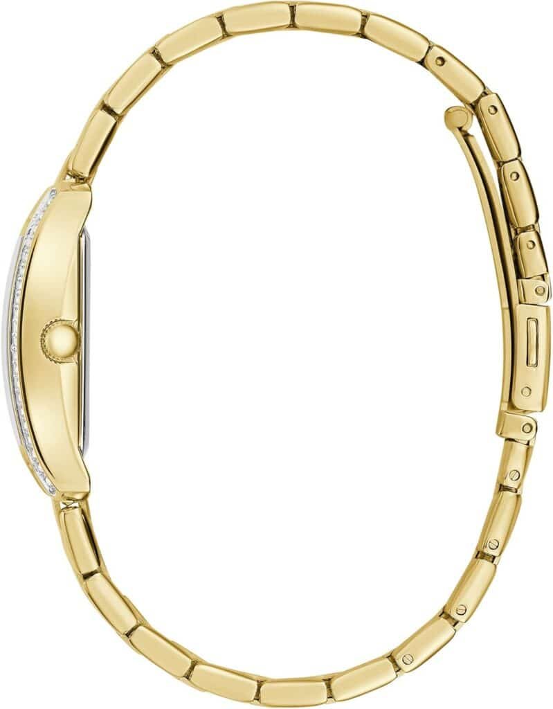 Caravelle by Bulova Ladies Classic Crystal 3-Hand Quartz Watch, Roman Numeral Markers, Rectangle Case, Curved Mineral Crystal