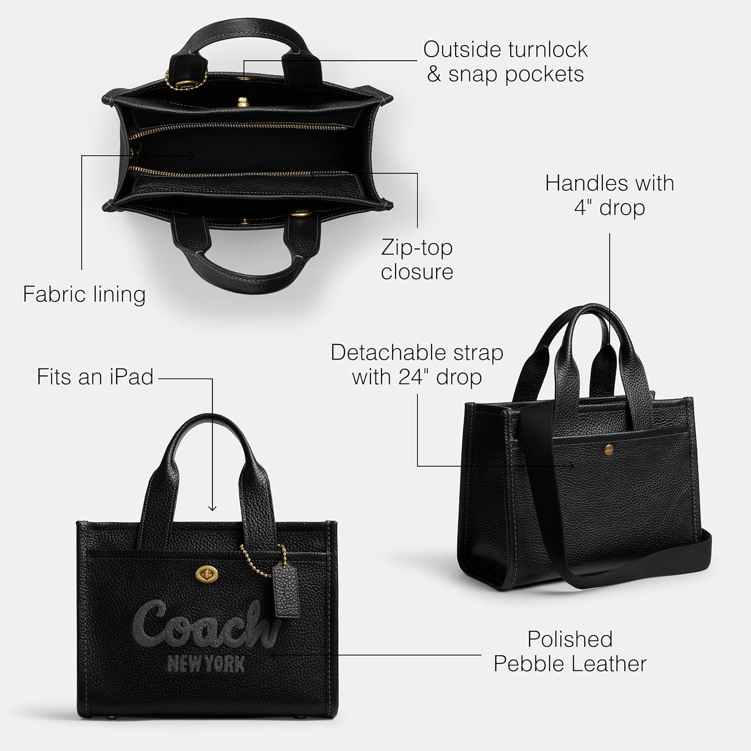 Coach Bubble Leather Cargo Tote 26 B4black 5