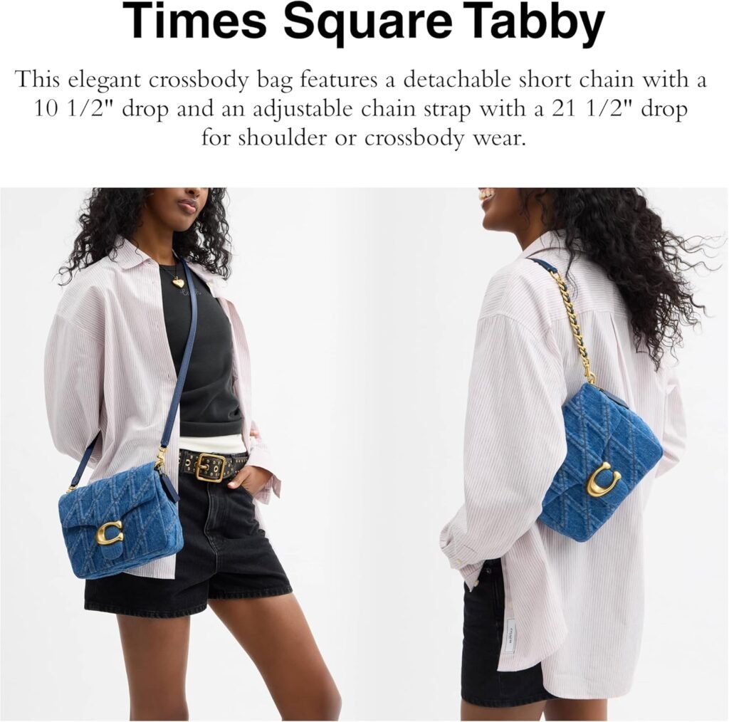 Coach Quilted Denim Times Square Tabby Shoulder Bag, B4/Deep Blue