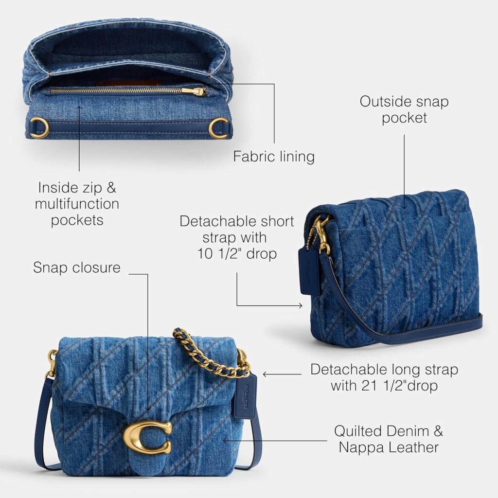 Coach Quilted Denim Times Square Tabby Shoulder Bag, B4/Deep Blue