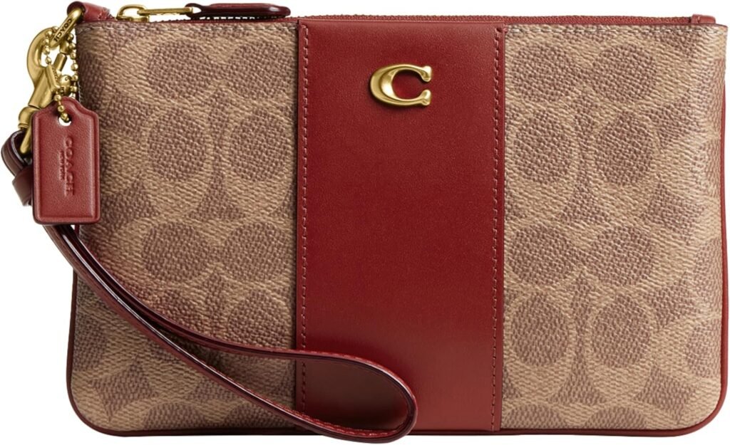 COACH Small Wristlet, B4/Tan/Ruby