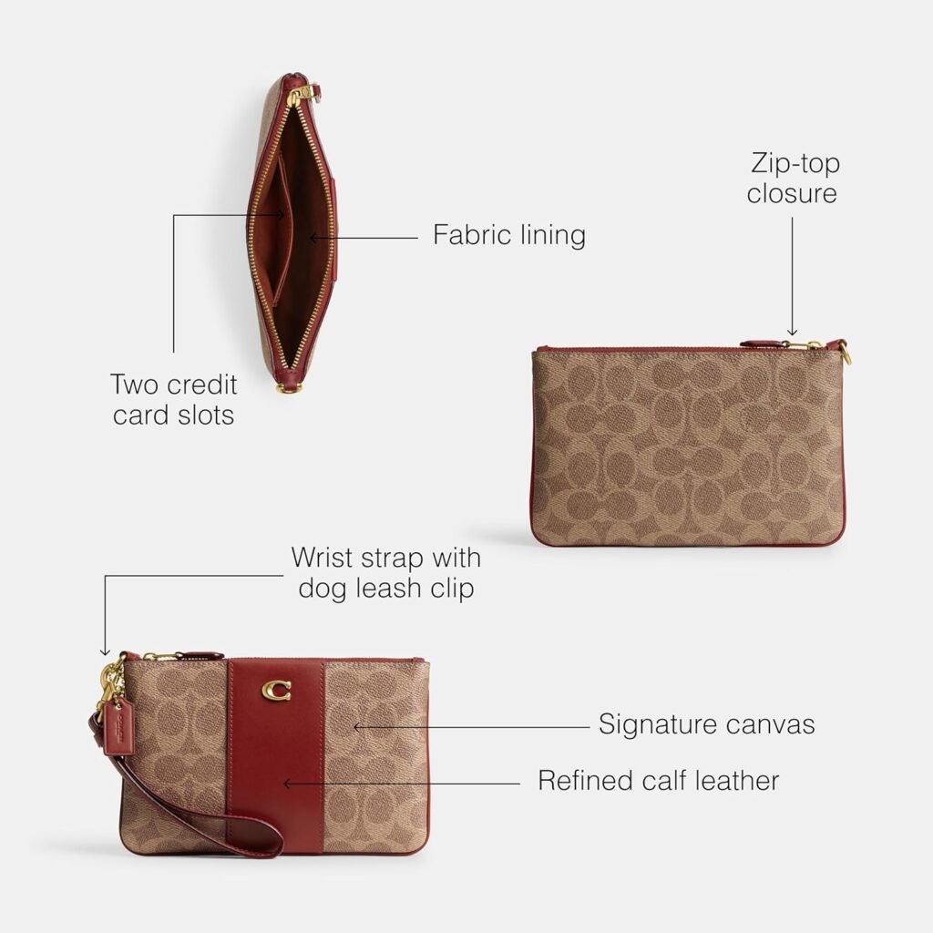 COACH Small Wristlet, B4/Tan/Ruby