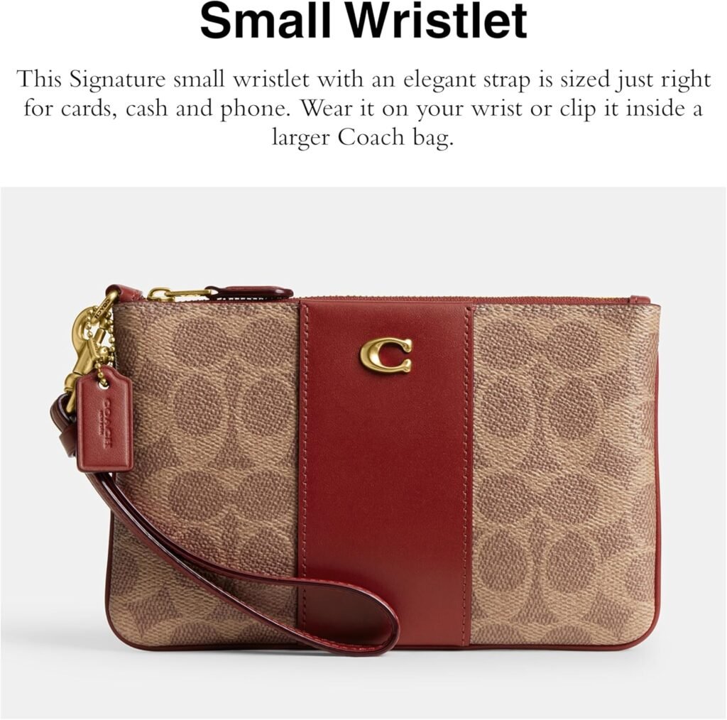 COACH Small Wristlet, B4/Tan/Ruby