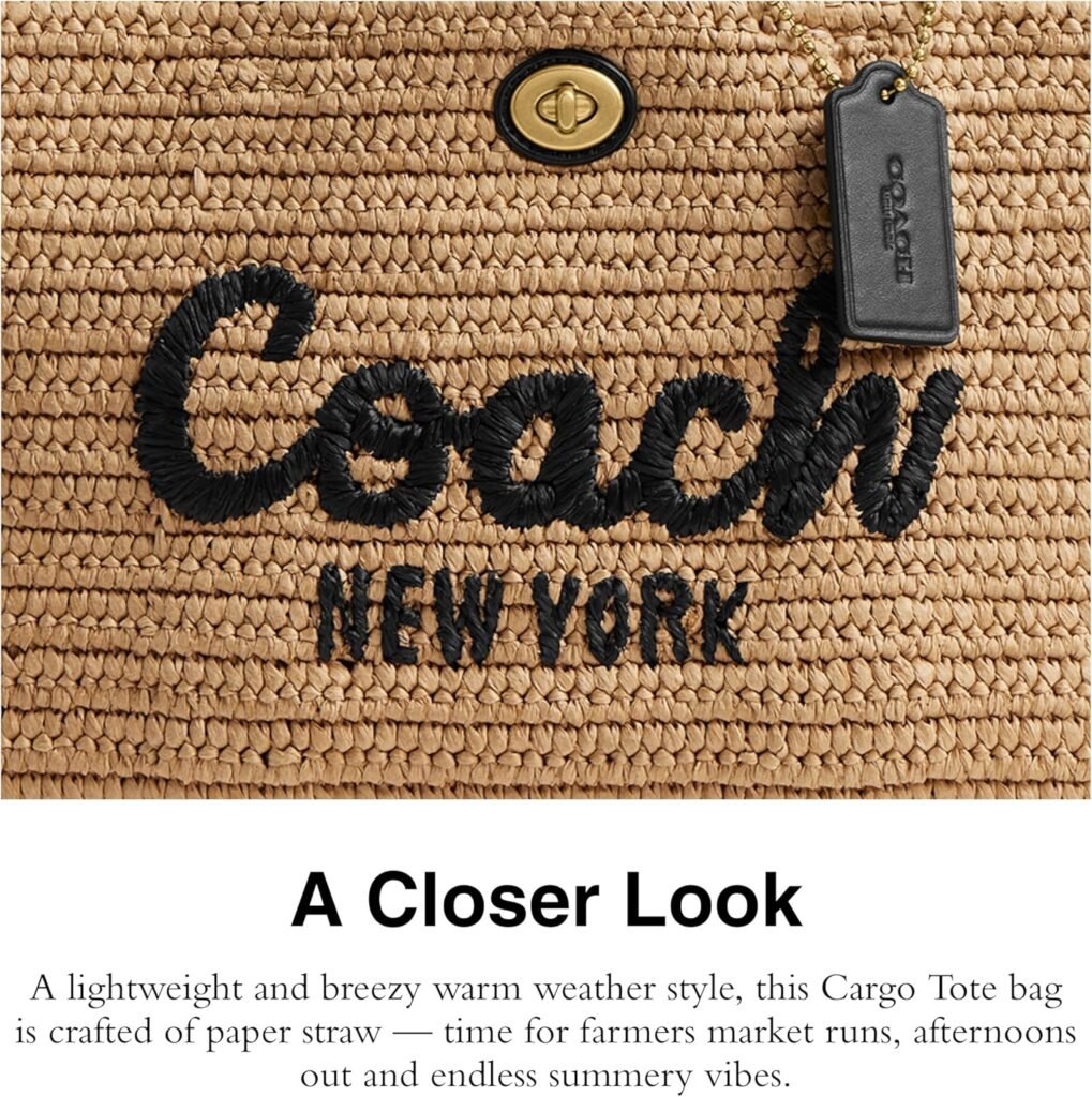 Coach Straw Cargo Tote, B4/Natural
