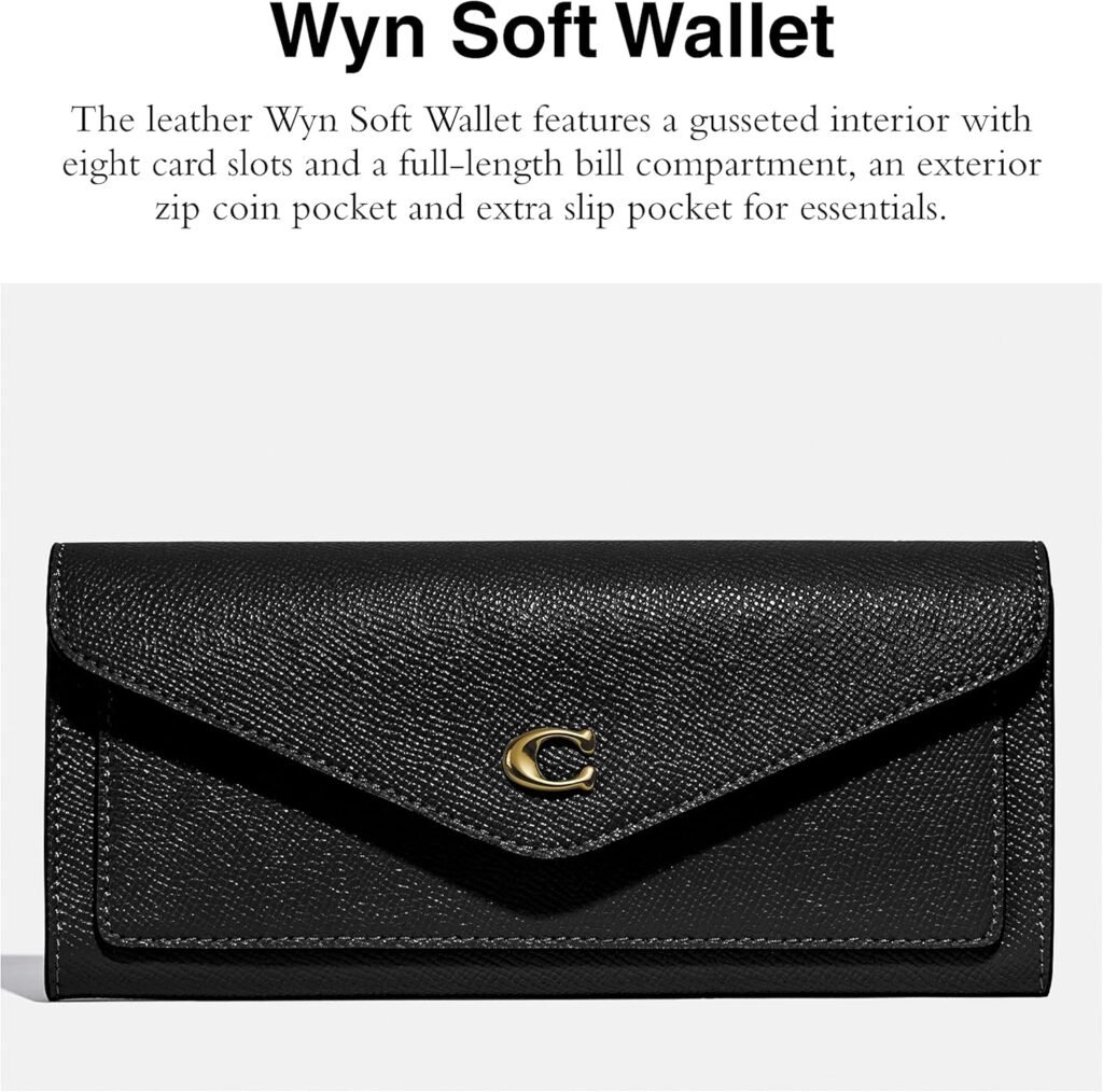 Coach Womens Crossgrain Leather Wyn Soft Wallet, LI/Black, One Size