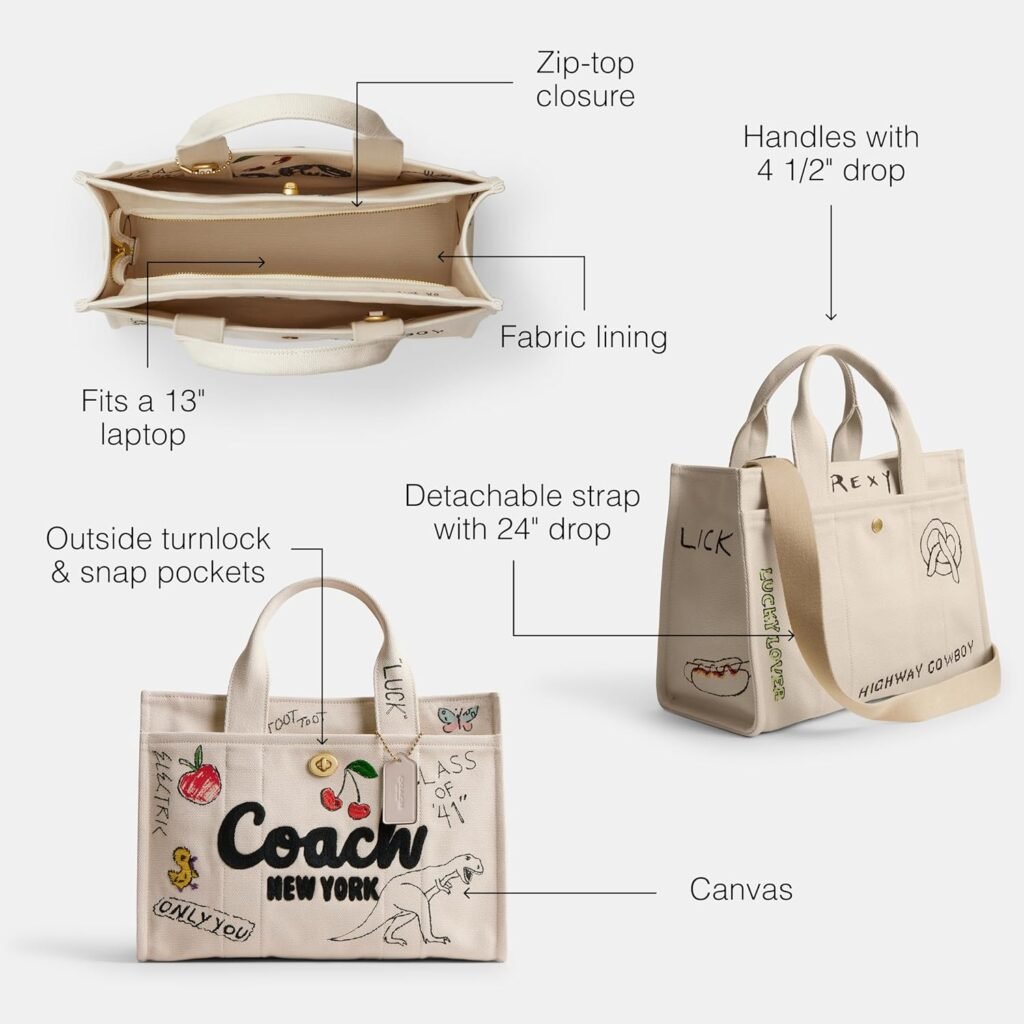 Coach Womens Sketch Print Cargo Tote Coach Womens Sketch Print Cargo Tote