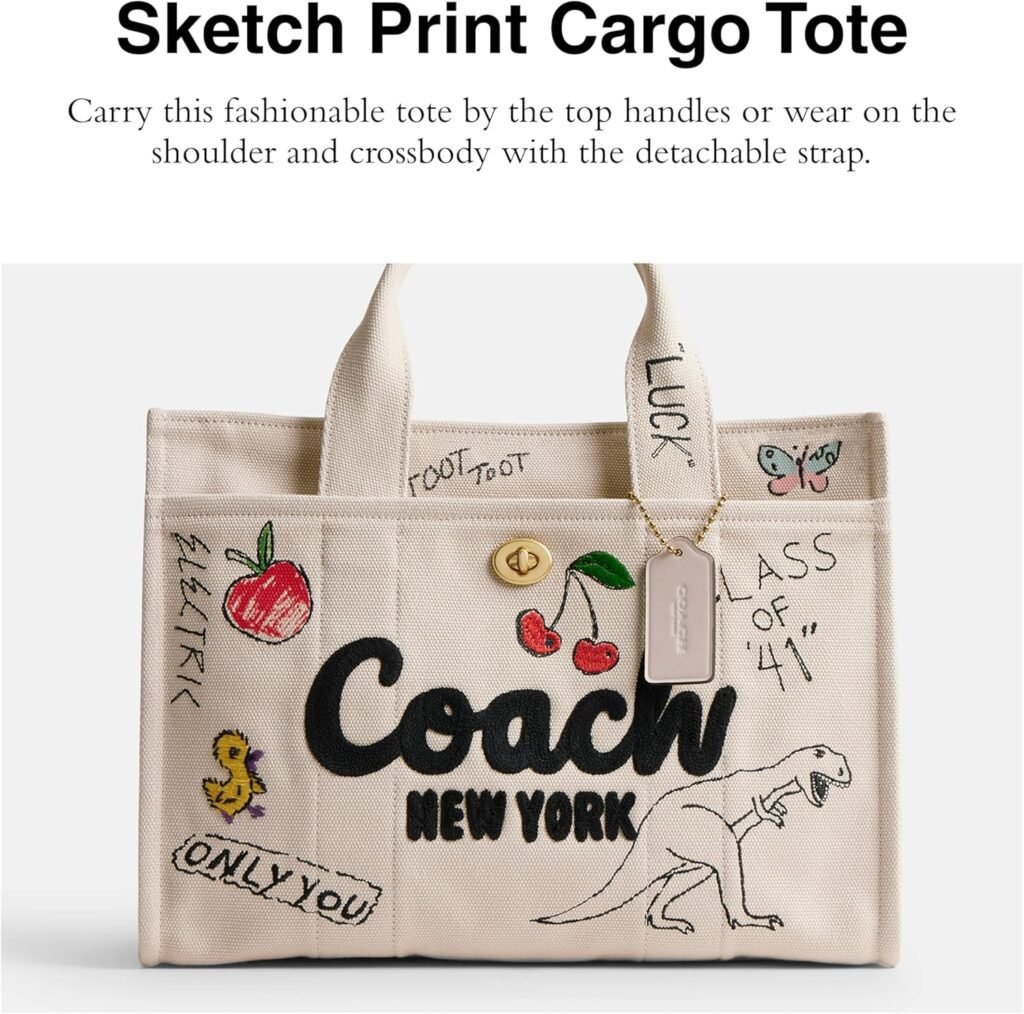 Coach Womens Sketch Print Cargo Tote Coach Womens Sketch Print Cargo Tote
