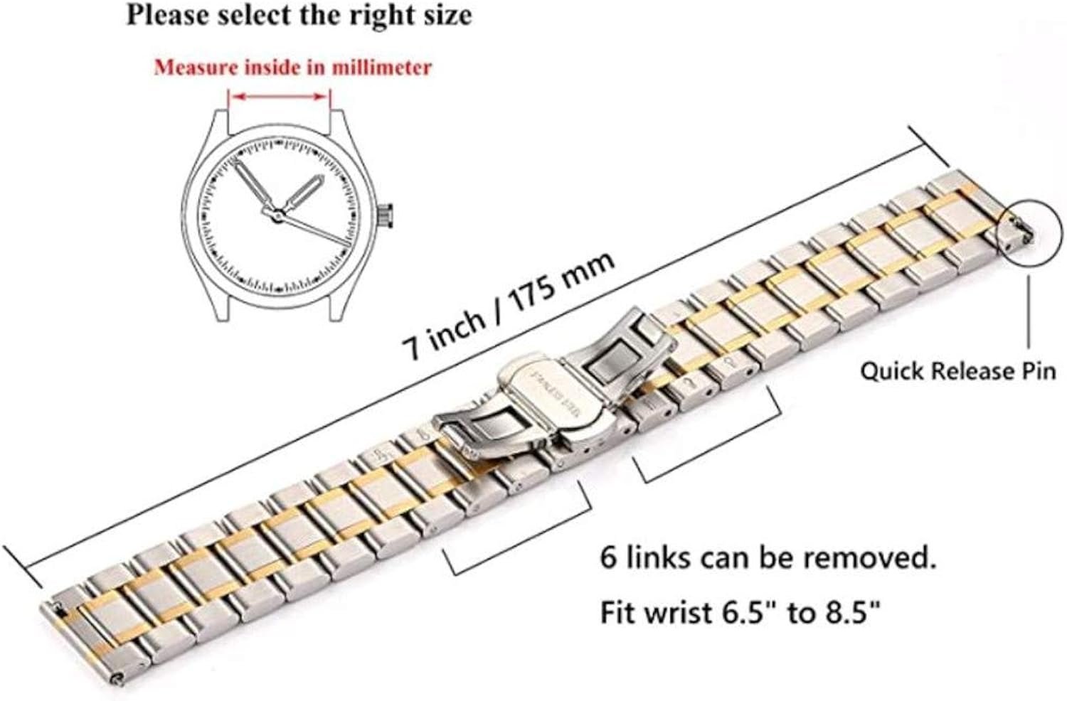 Jy Quick Release Watch Strap 18mm 19mm 20mm 21mm 22mm 24mm Premium Solid Stainless Steel Watch Band Replacement 1