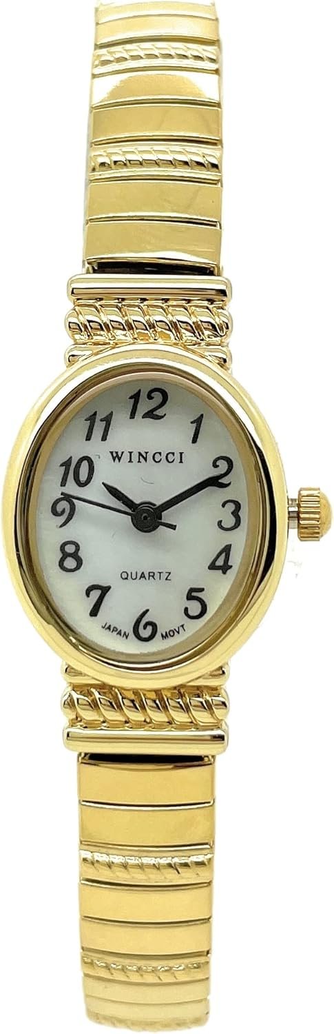Ladies Classic Small Oval Stretch Elastic Band Analog Quartz Fashion Watch