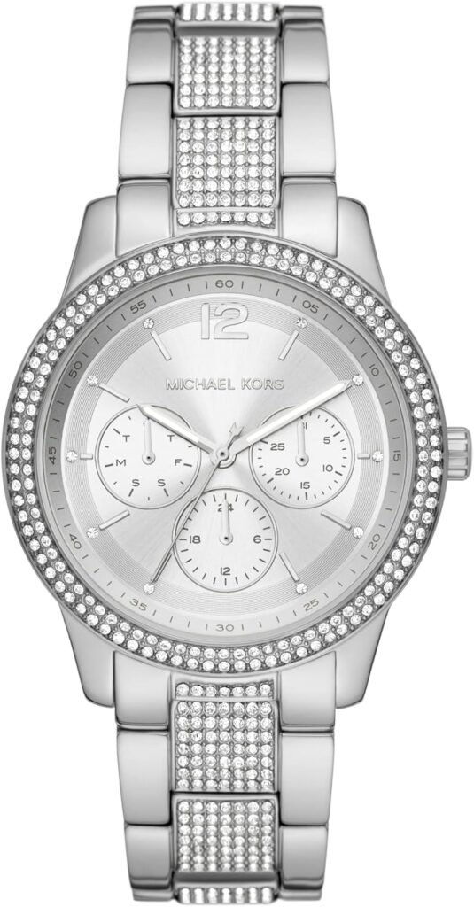 Michael Kors Tibby Womens Watch, Stainless Steel and Pavé Crystal Multifunction Watch for Women