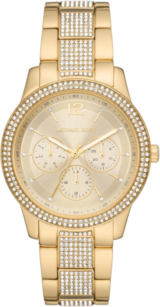 Michael Kors Tibby Womens Watch, Stainless Steel and Pavé Crystal Multifunction Watch for Women