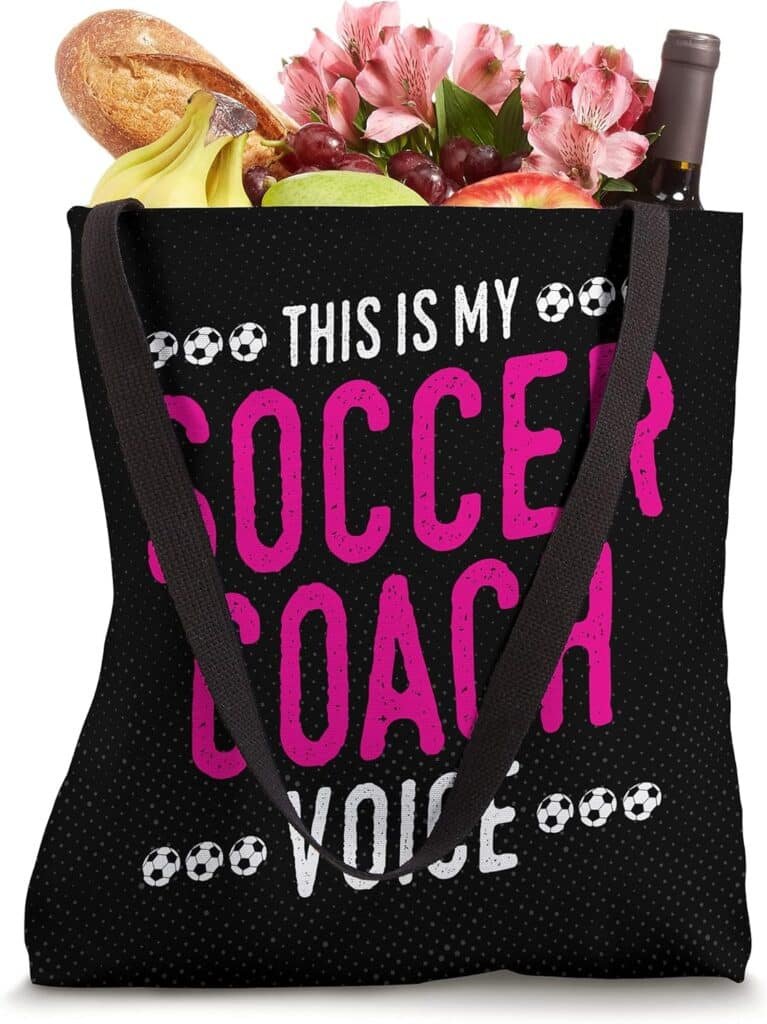 This is my Soccer Coach Voice, Yelling Funny Pink Graphic Tote Bag