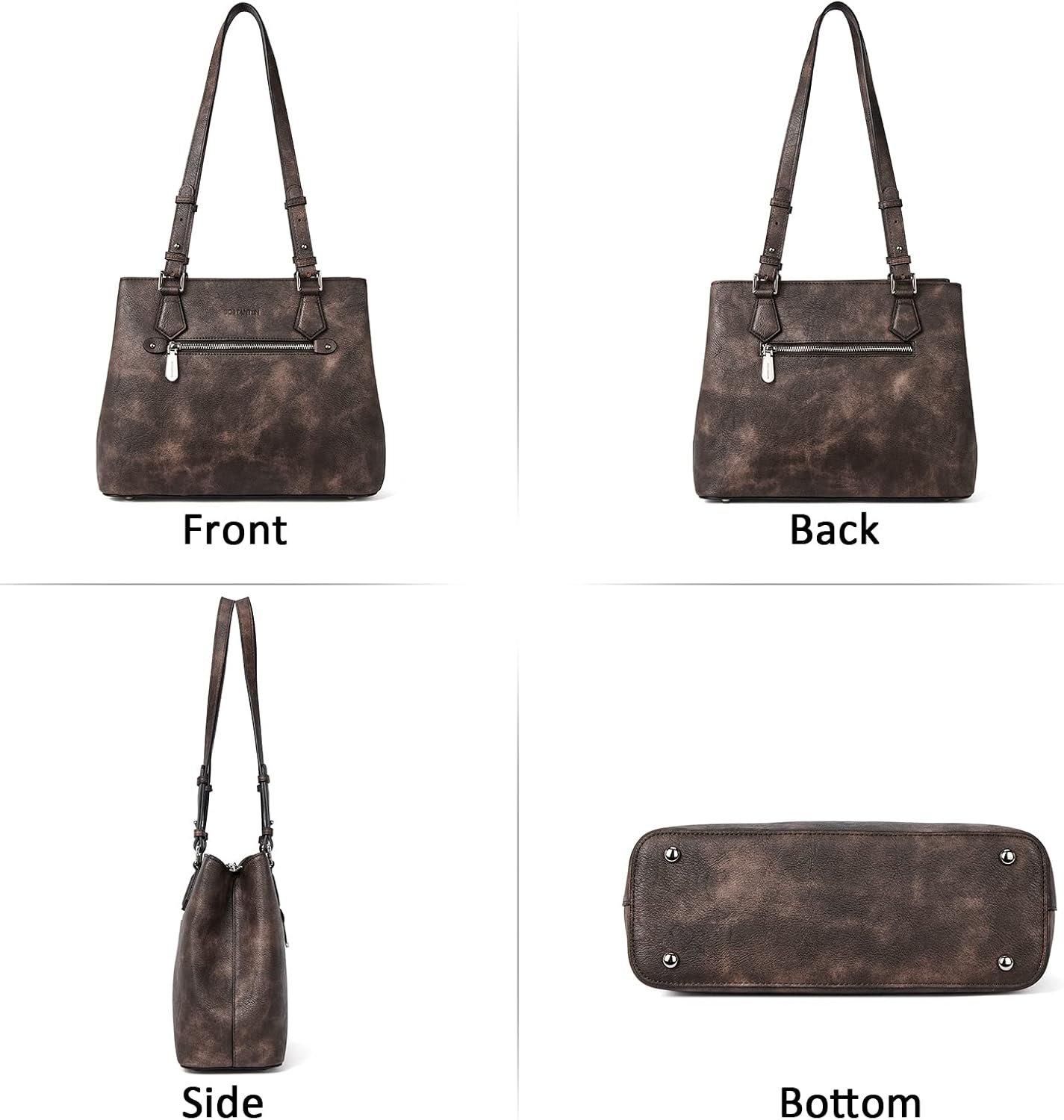 Bostanten Leather Handbags For Women Designer Satchel Purses Top Handle Tote Work Shoulder Bags 4