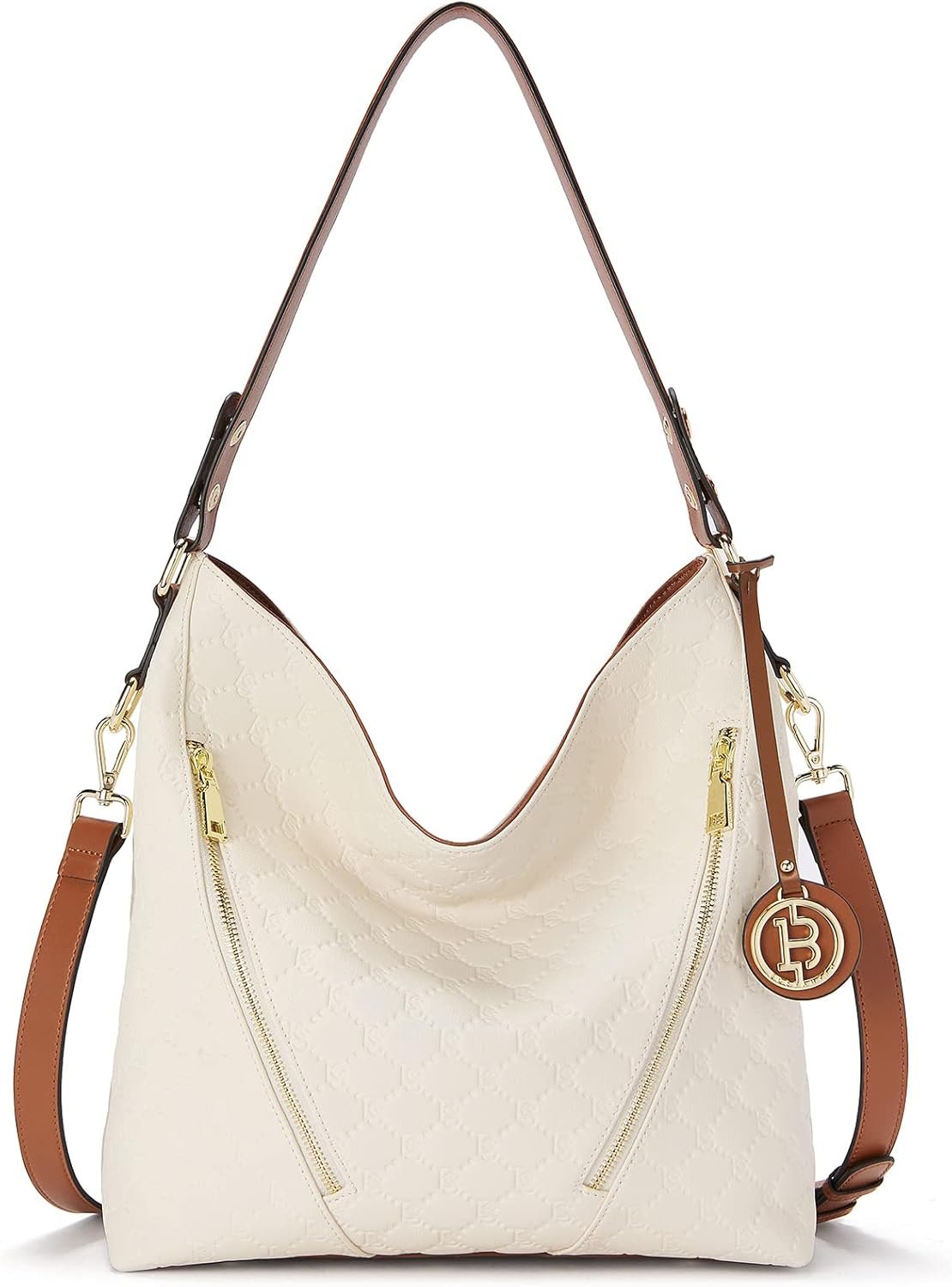 Bostanten Women Leather Handbag Designer Large Hobo Purses Shoulder Bag Brown