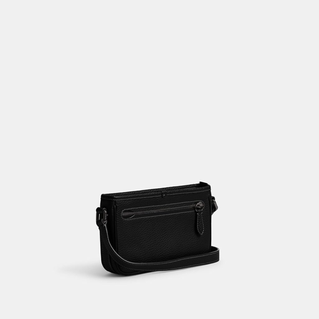 COACH Beck Slim File Bag Crossbody in Pebble Leather, Black