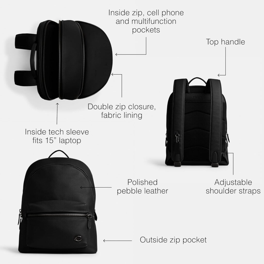 Coach Charter Backpack, Black Denim