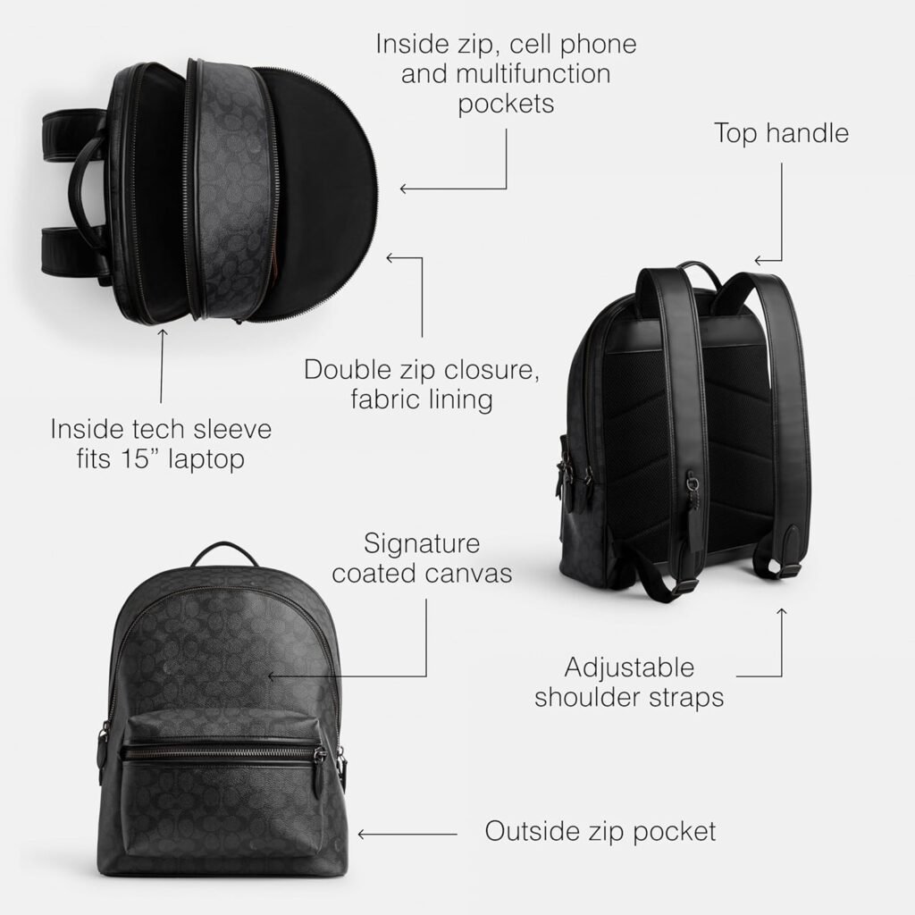 Coach Charter Backpack, Black Denim