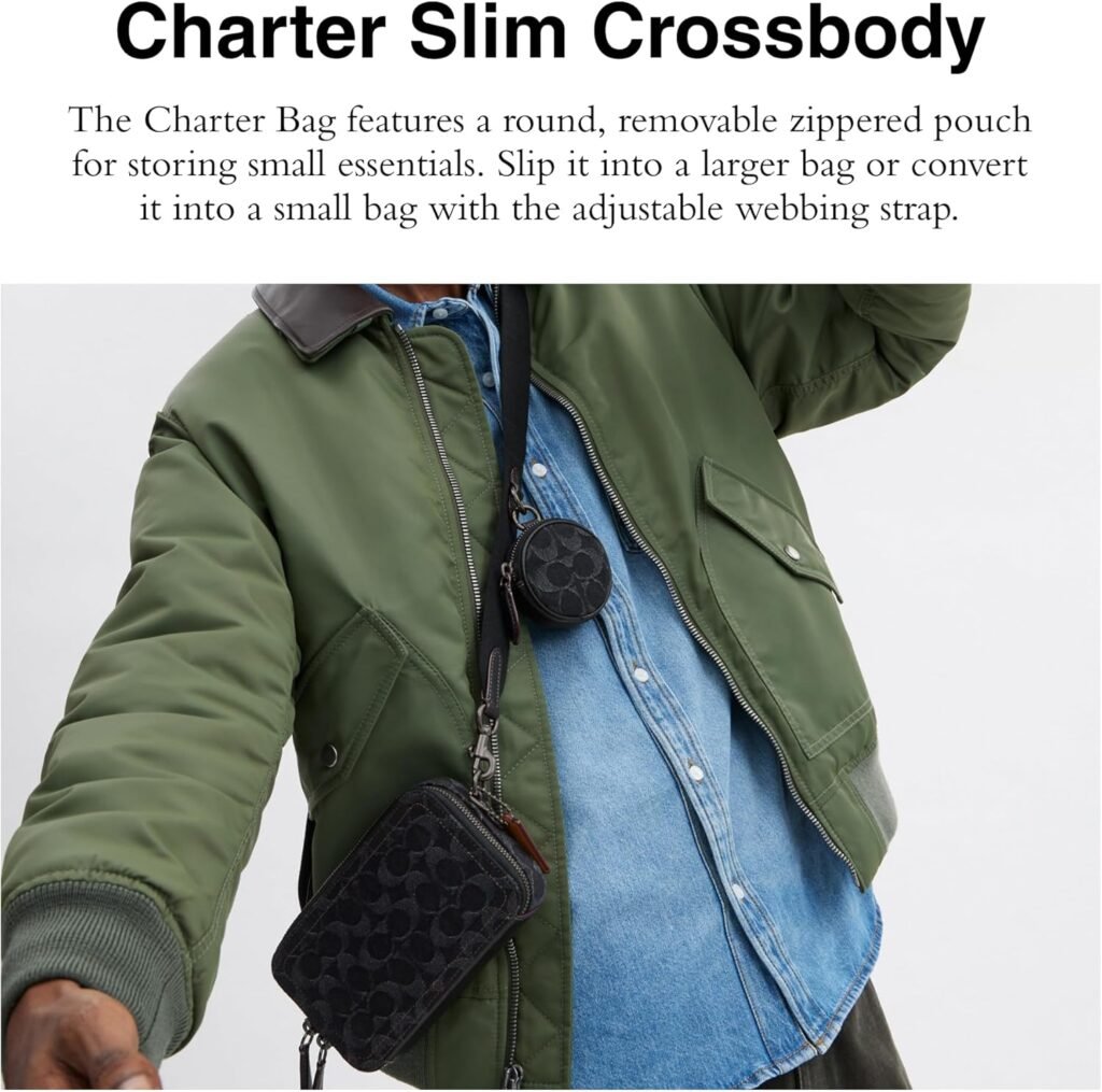Coach Charter Slim Crossbody, Black Denim