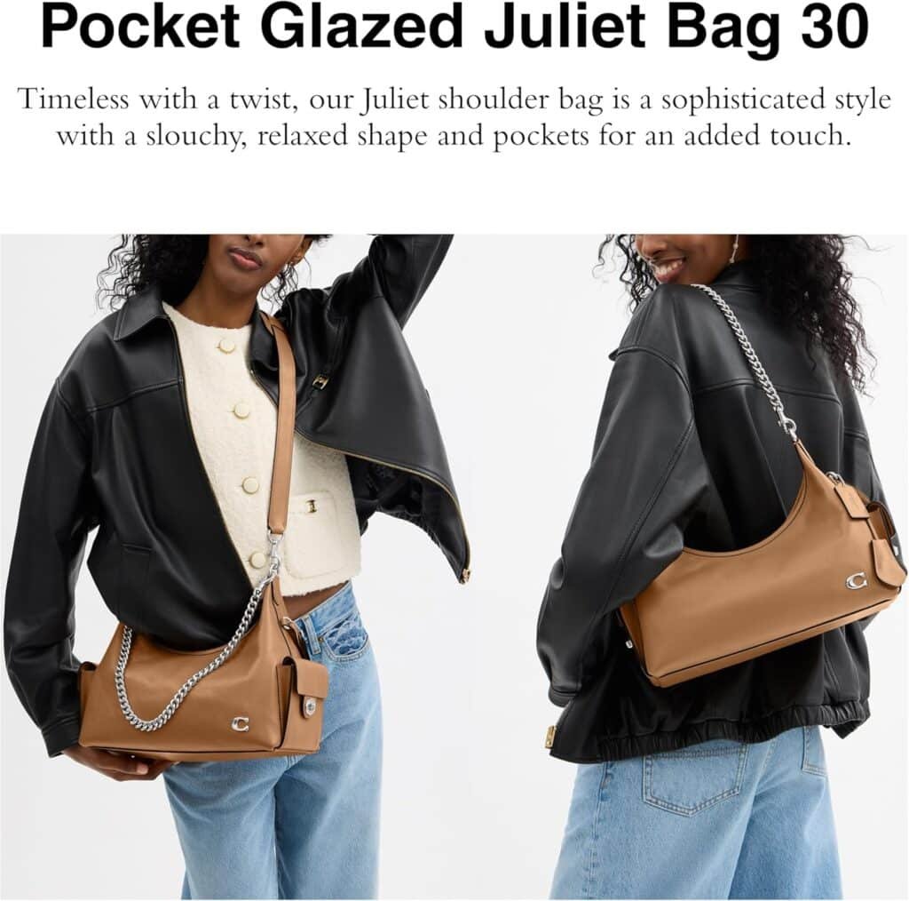 Coach Pocket Glazed Juliet Bag 30, LH/Honey Brown
