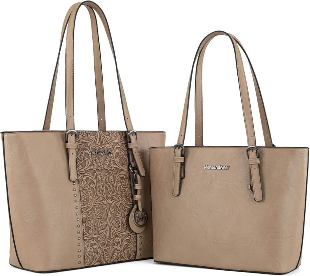 Montana West Tote Bag for Women Large Purse and Handbags Set Embossed Collection Purse 2Pcs Set