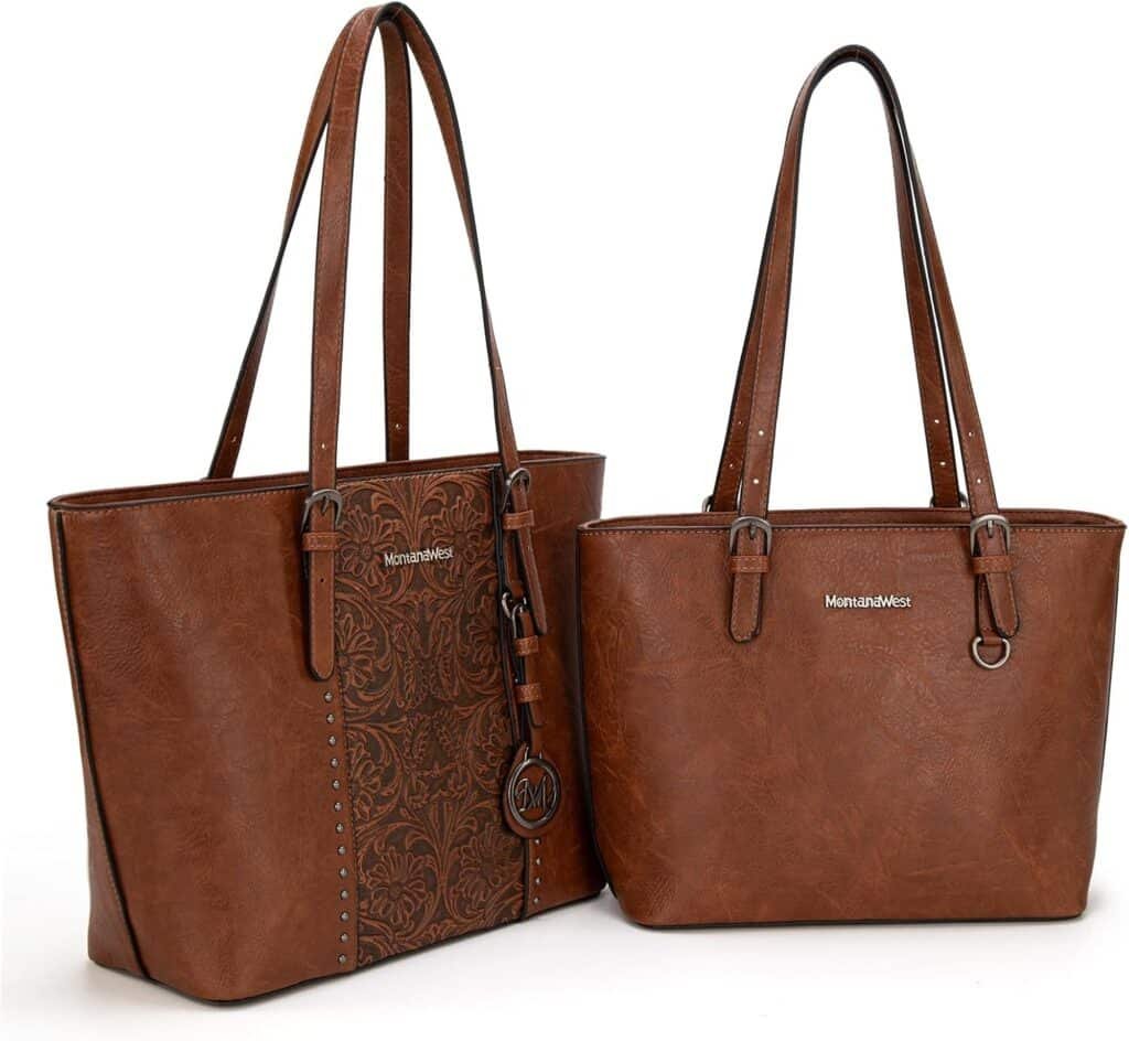 Montana West Tote Bag for Women Large Purse and Handbags Set Embossed Collection Purse 2Pcs Set