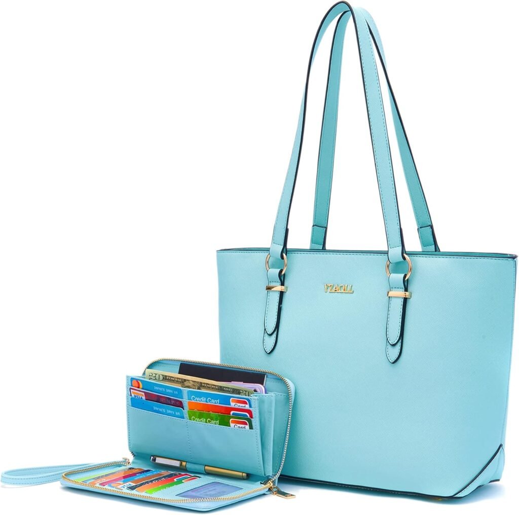 YZAOLL Purses for Women Faux Leather Medium Large Tote Satchel Shoulder Purse Handbag Wallet set