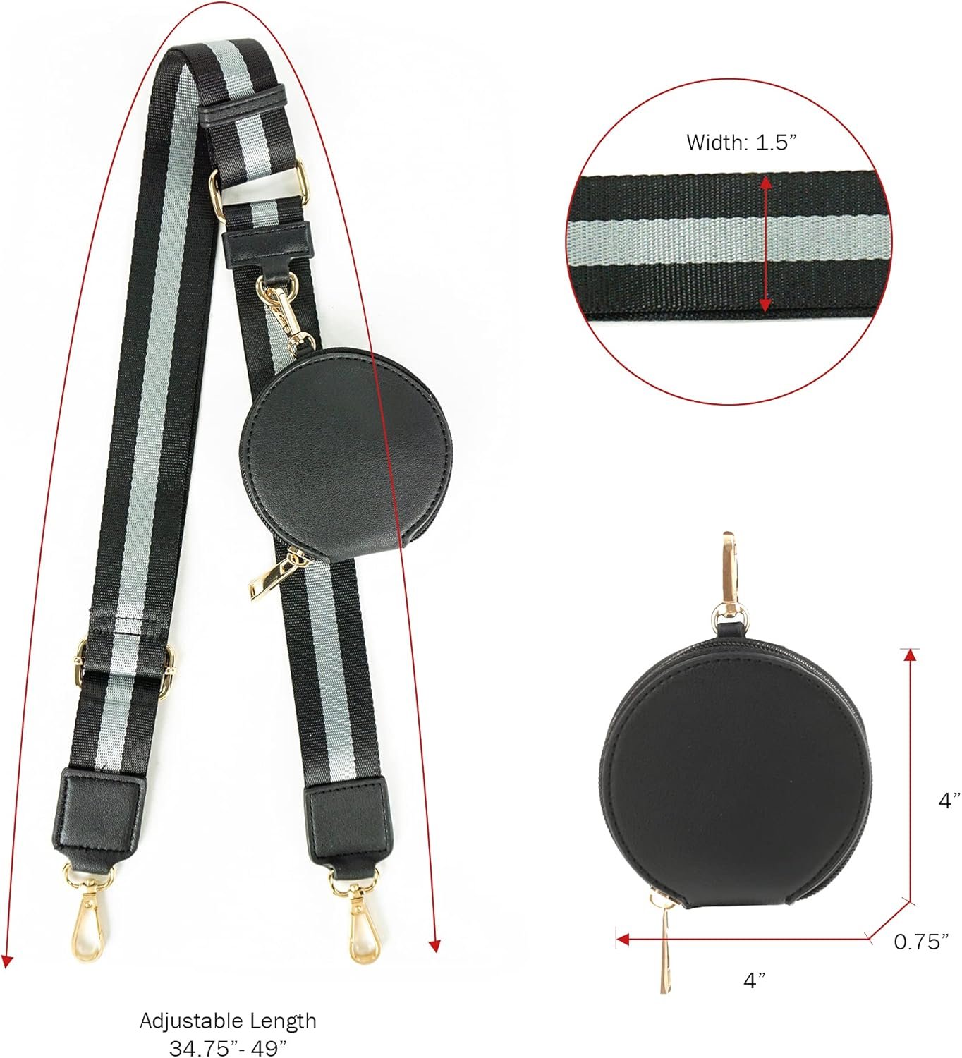 Evve Wide Replacement Straps For Handbags With Coin Purse For Over Shoulder Crossbody Bag Guitar Style Adjustable Length 1