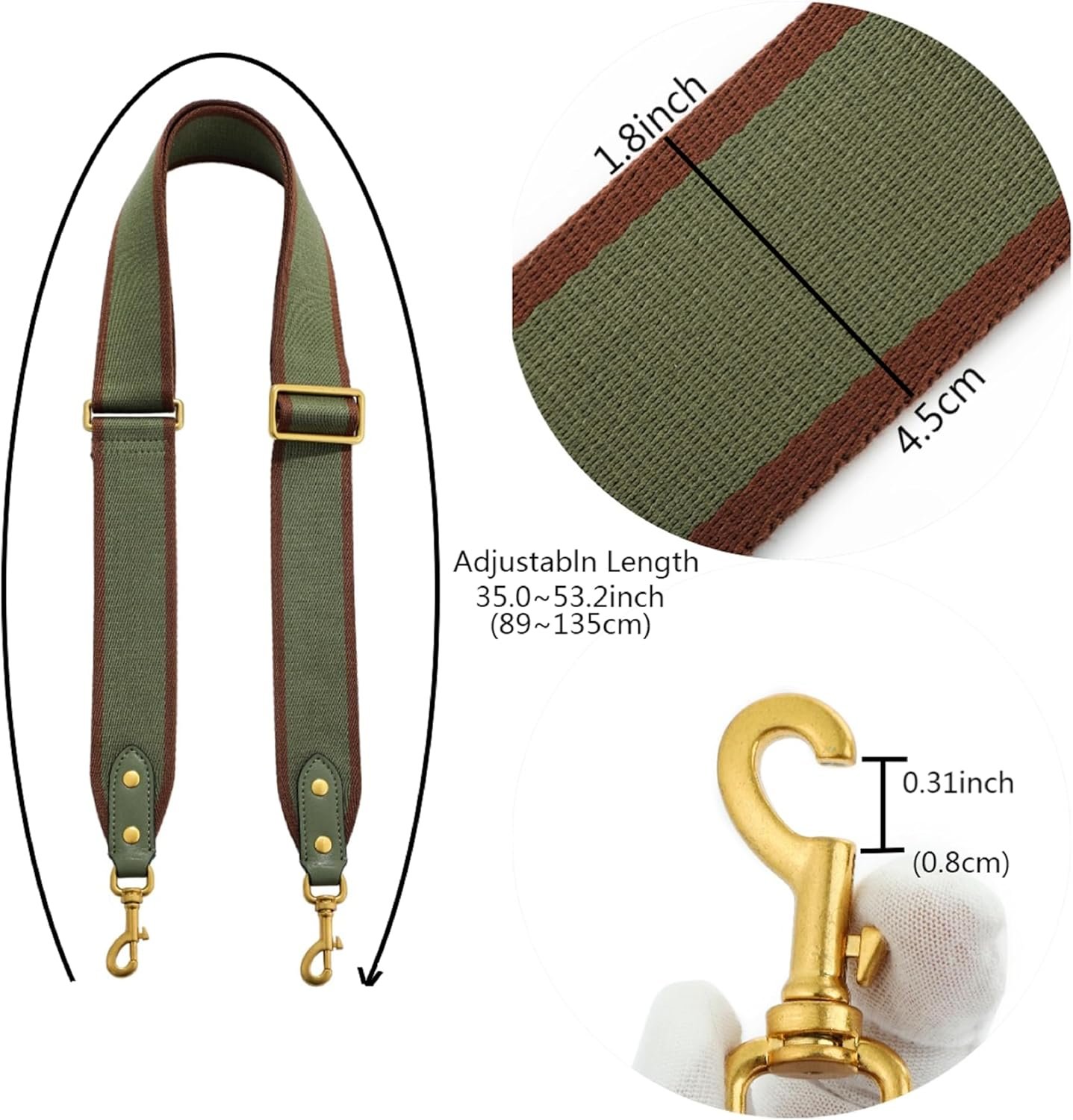 Goxtech Purse Strap Replacement Crossbody Handbag Stripe Wide Adjustable 1