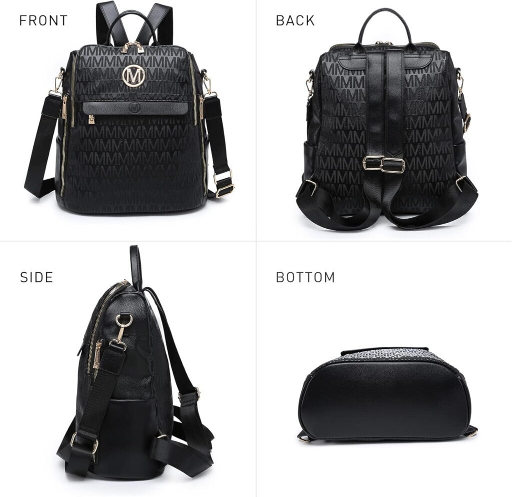MKP Women Fashion Backpack Purse PU Leather Convertible Medium Ladies Rucksack Travel Shoulder Bags Handbag and Purse 2Pcs