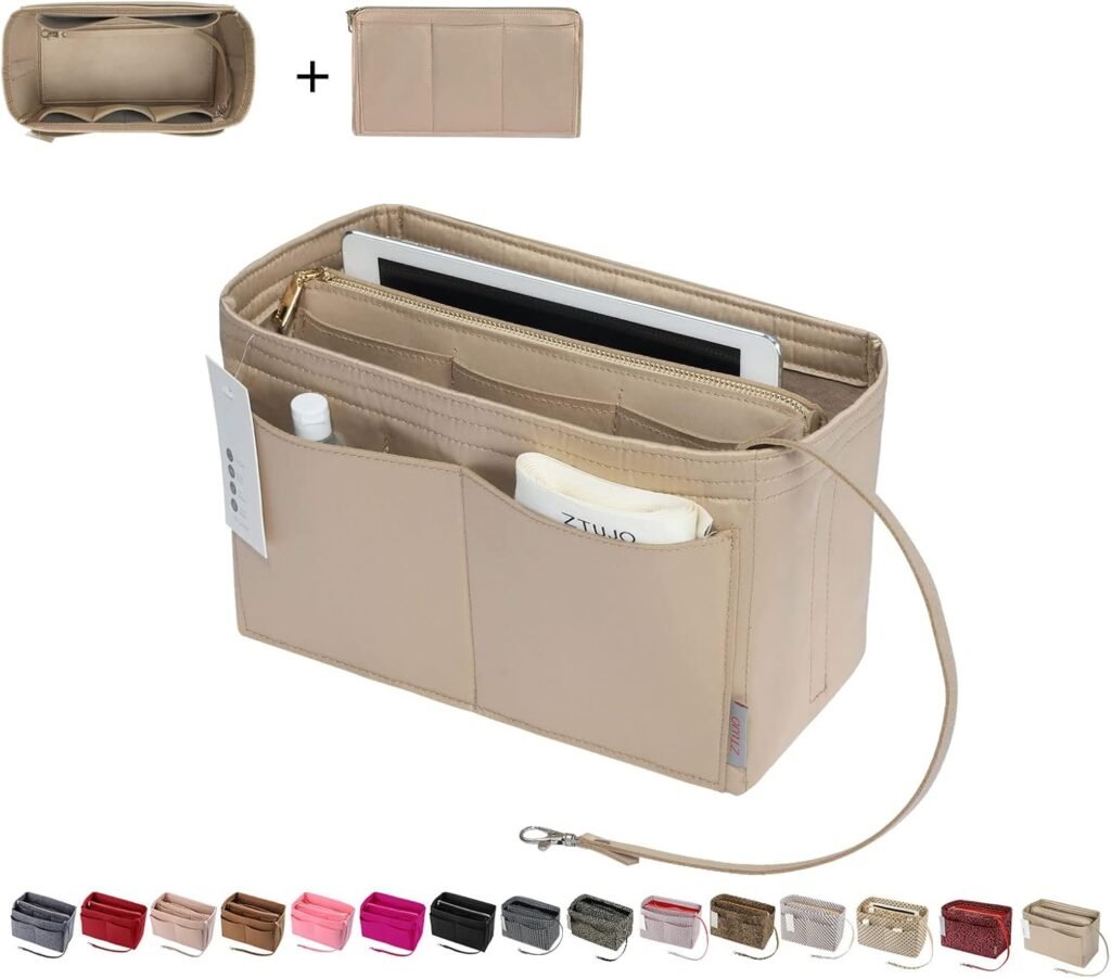 ZTUJO Purse Organizer Insert, Felt Bag Organizer with Metal Zipper, Handbag  Tote Shaper, For Speedy Neverfull Tote, 7 Sizes