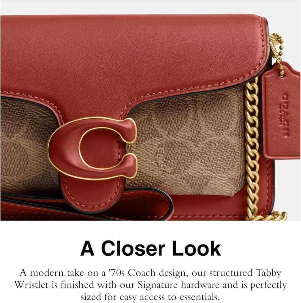 Coach Coated Canvas Signature Tabby Wristlet, Tan Rust, One Size