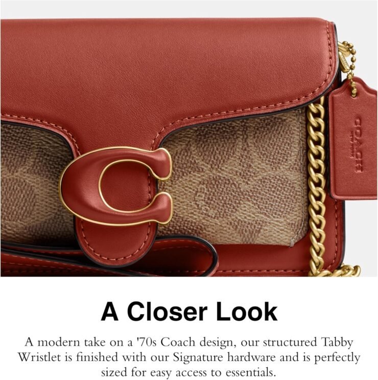 Coach Coated Canvas Signature Tabby Wristlet Tan Rust One Size 1 740x743