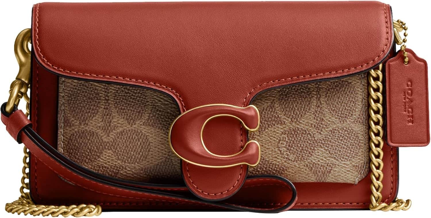 Coach Coated Canvas Signature Tabby Wristlet Tan Rust One Size 11