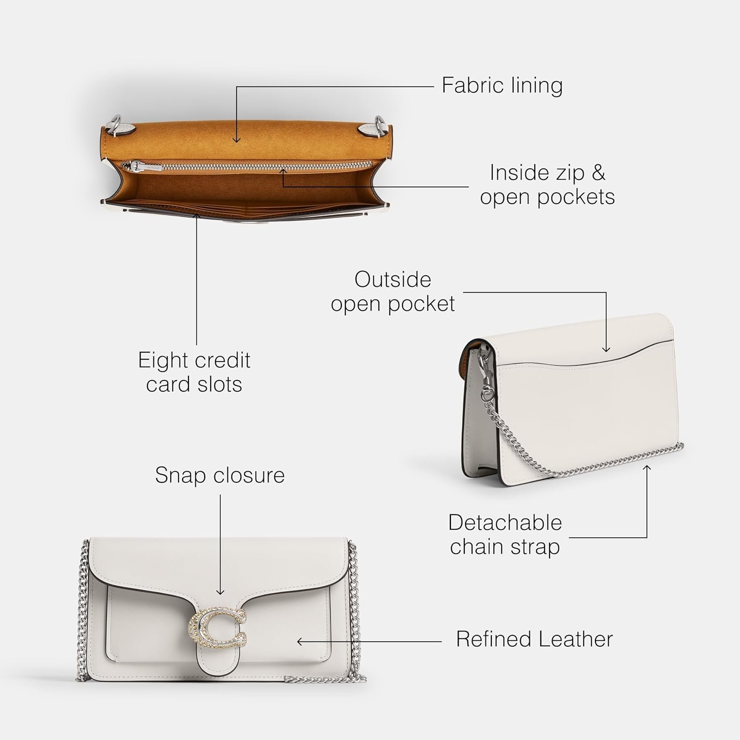 Coach Tabby Chain Clutch Chalk Review 3