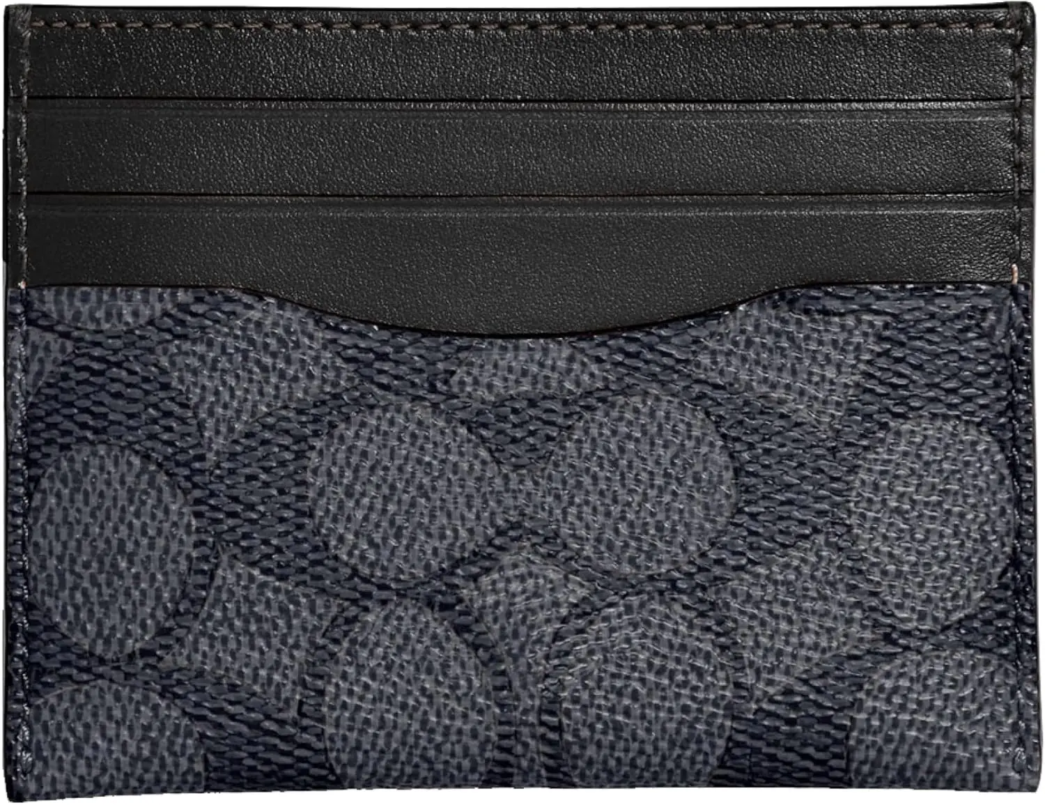 Coach Flat Card Case In Signature Charcoalblack One Size
