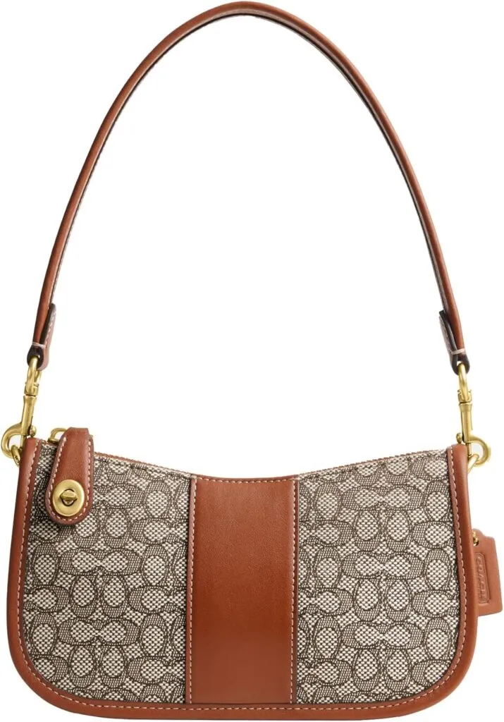Coach Mini Signature Jacquard Swinger 20 Cocoa Burnished Amb