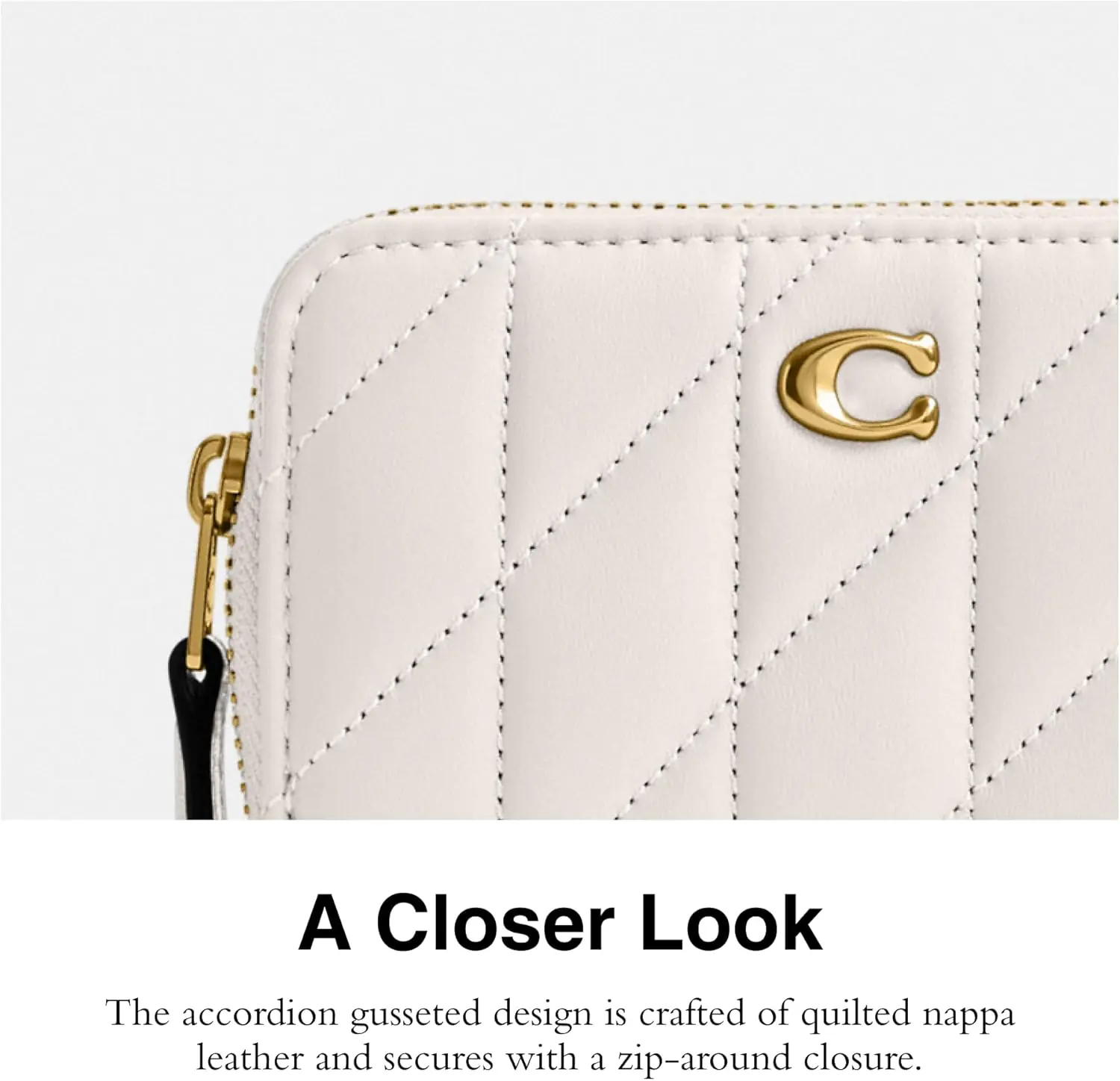 Coach Small Zip Around Card Case Chalk 4