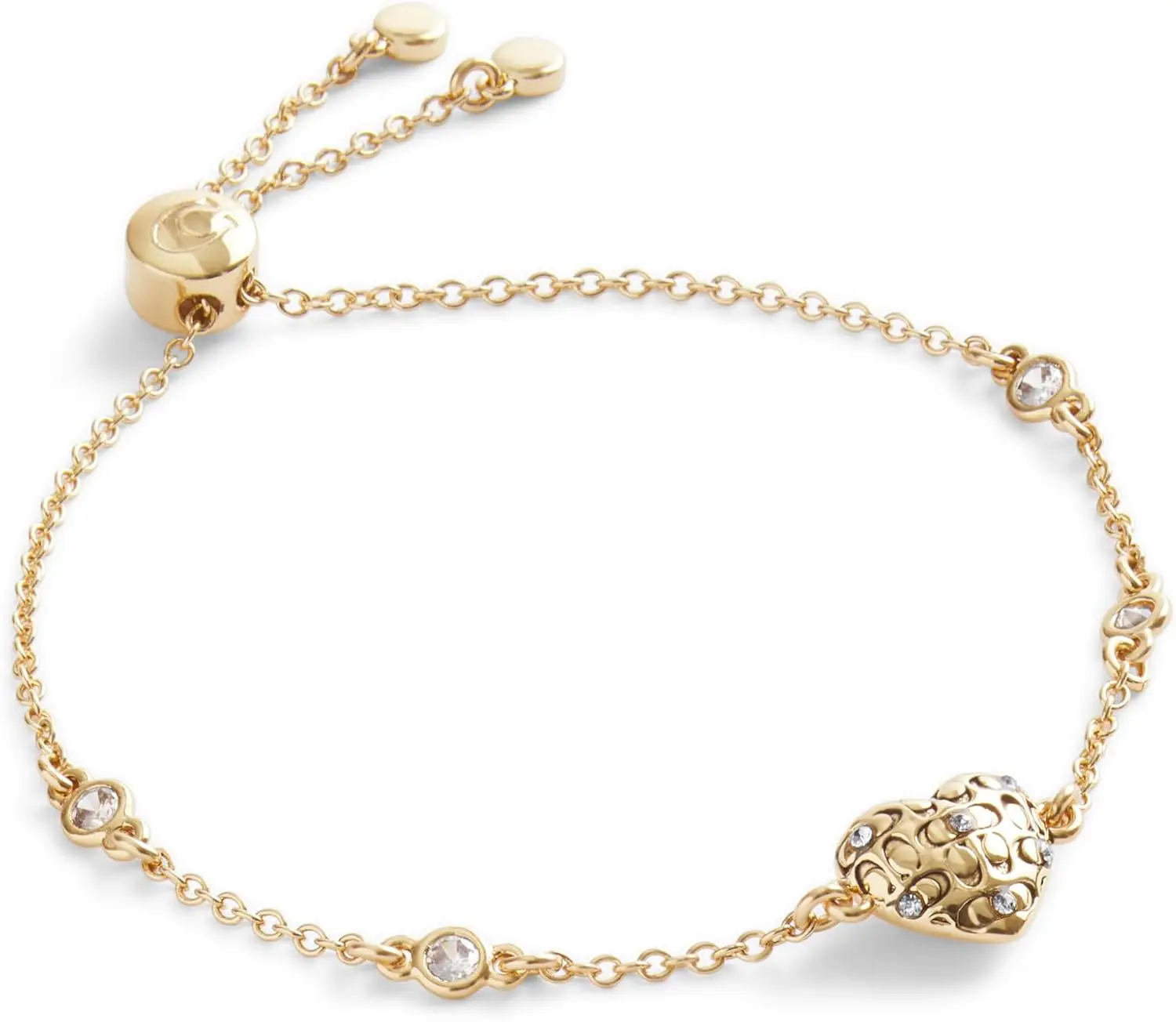 Coach Womens Signature Quilted Heart Slider Bracelet