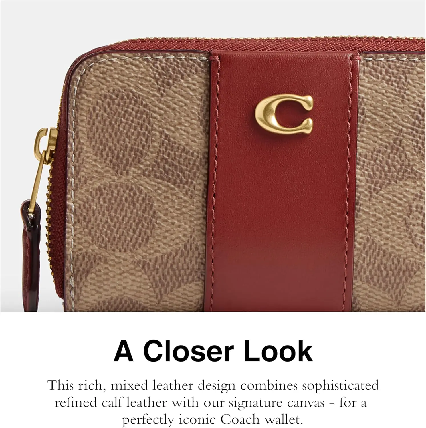 Coach Womens Small Zip Around Card Case B4tanruby One Size 1