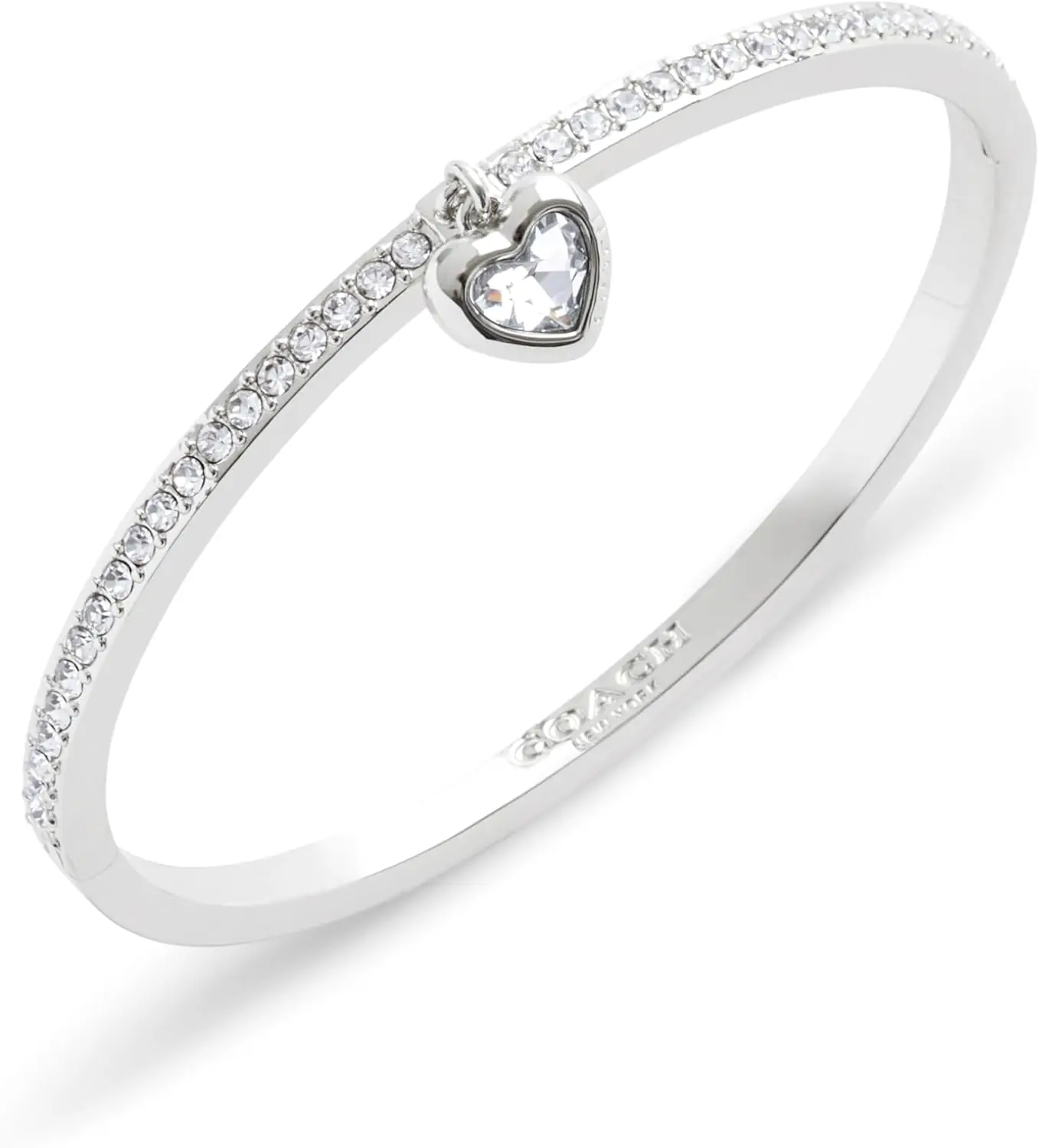 Coach Womens Stone Heart Charm Bangle Bracelet 4