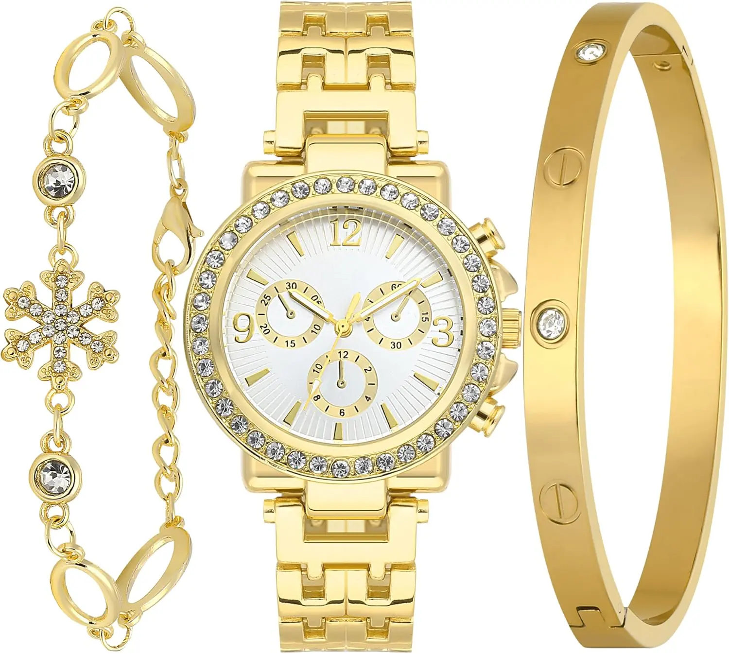 Montre en or et bracelets en or pour femmes Montre pour femmes avec bracelet en or Montres-bracelets avec bracelets en or pour femmes
